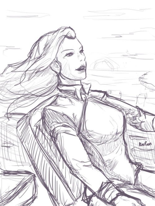 Last sketch for the night.Asami driving somewhere or how abadcold so elegantly put it, “Asami ghost ridin’ the whip.”Support me on Patreon