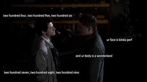 mishasminions:  REMEMBER THAT ONE TIME WHERE DEAN AND CAS STARED AT EACH OTHER FOR