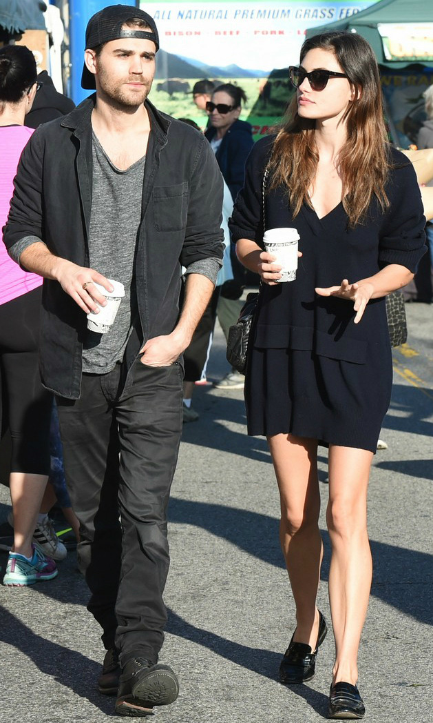 beautorigine:Paul Wesley and Phoebe Tonkin at the farmers market in Los