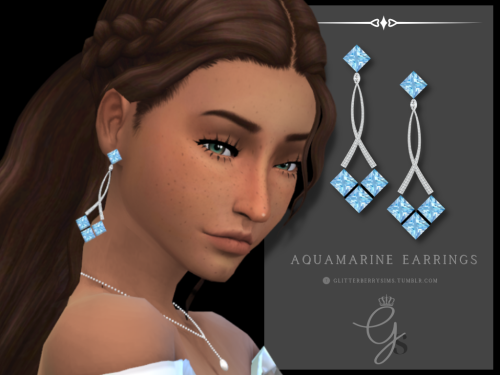 glitterberrysims: Aquamarine EarringsAn art deco vibe Aquamarine earrings.TOUIf you want recolour, g