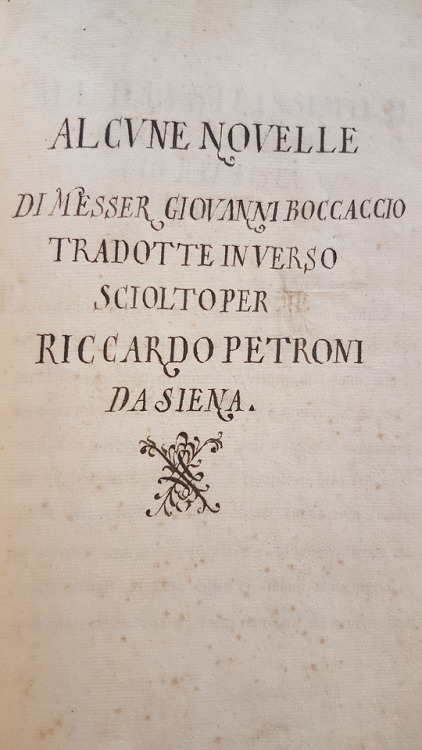 Ms. Codex 348 -Alcune novelle di Messer Giovanni BoccaccioWritten in Naples (Italy) in 1731, this ma