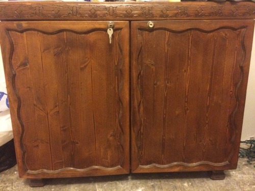 Our locking night stand/ diaper chest that daddy built!