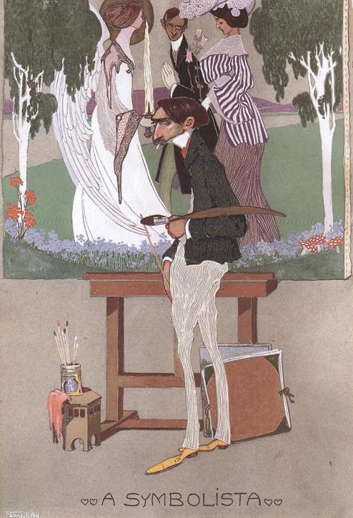   ‘The Symbolist’ (1908). Tempera on coloured paper by Géza Faragó (1877–1928).  
