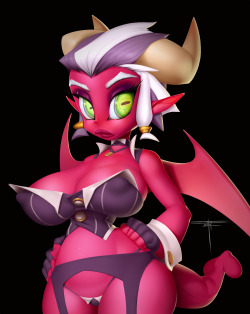 taboolicious:  darkdoxy devil girl, still don’t know her name :T and I think she is a milf? correct me if I’m wrong needless to say but still credit goes to darkdoxy for his awesome lines and lovely character, it really was fun to paint them :D  Great