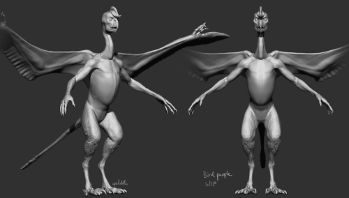 Bird people progress! I’m really happy with how the feathers are turning out. Much better than