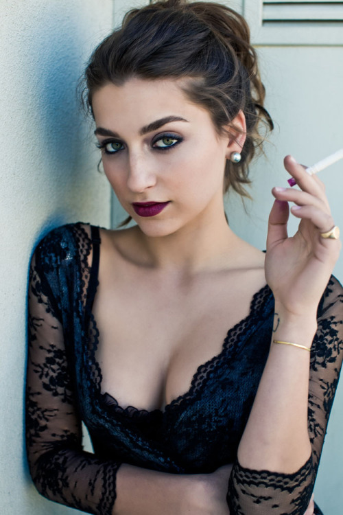 AVA   lipstick and cigarettes (dress : dolce & gabbana.  mikimoto pearls.  rings, models own.) -photographed by landis smithers