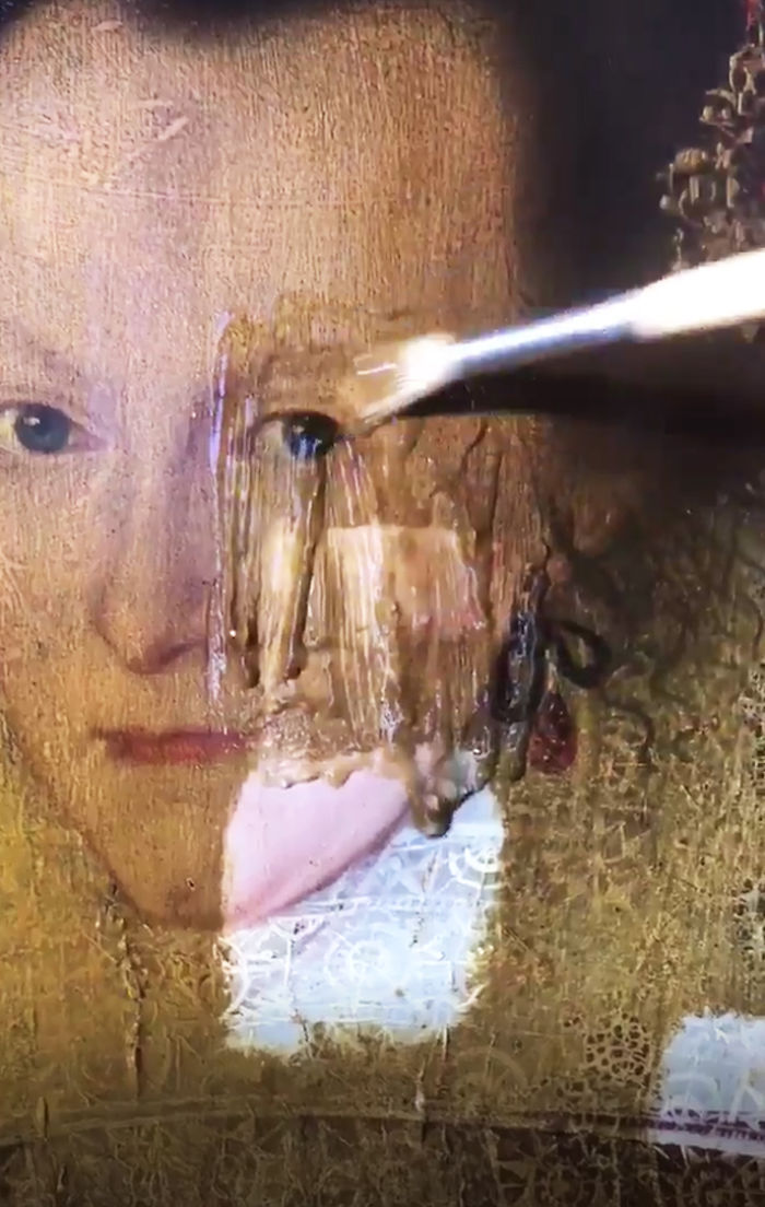 fatherwithatypewriter: sixpenceee:  A protective finish is applied to keep paintings