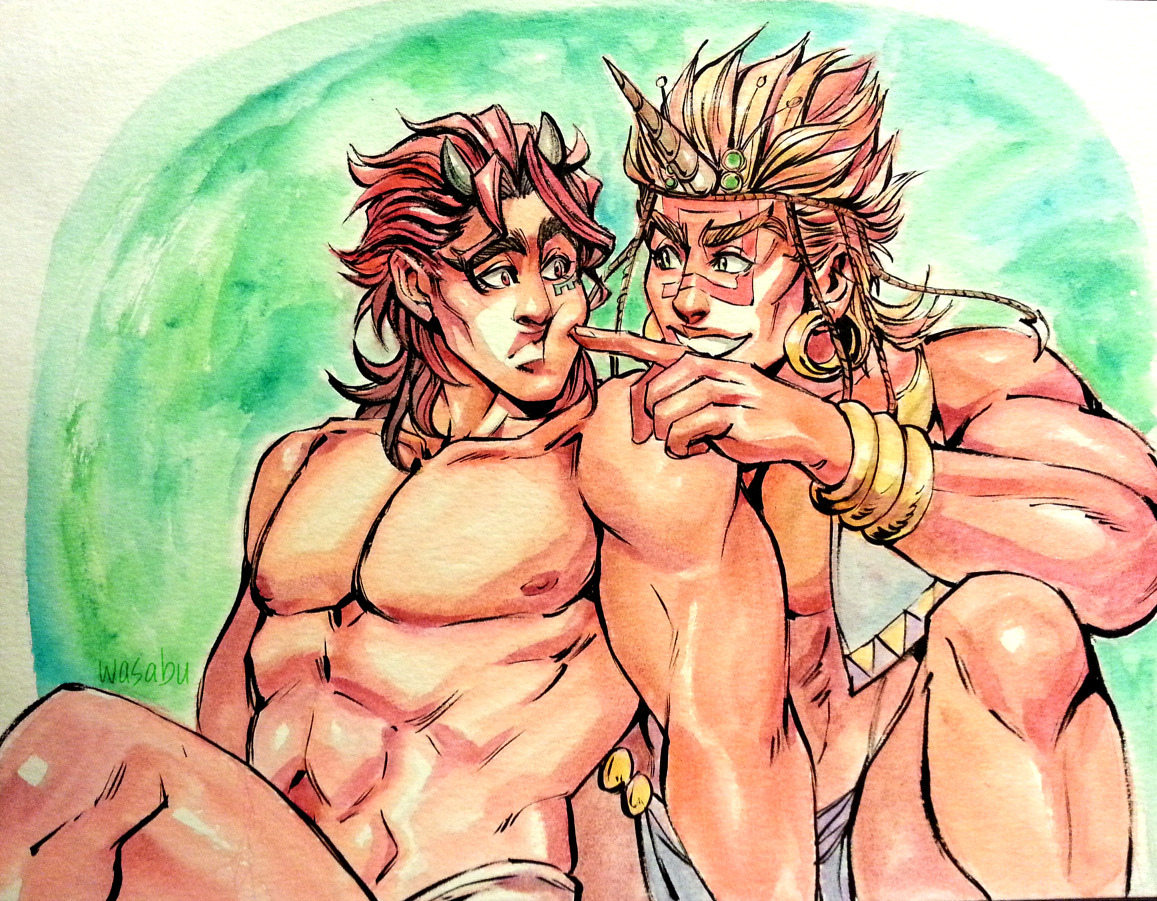 wasabu:  pillar bros! `3`)/ inked watercolor commission for @askthesmallestpillar