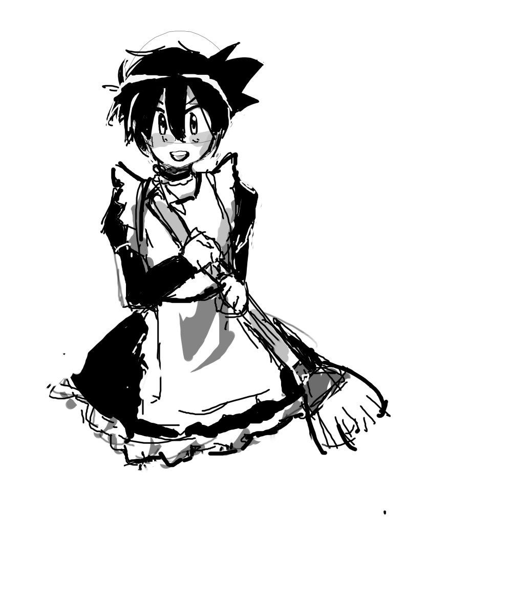 grensuplex:  red in a maid dress for primal-palkia 