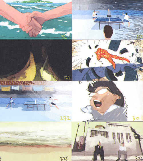 artbooksnat:  Ping Pong (ピンポン) image board concept art for episodes #8 through #11, selected from Pi