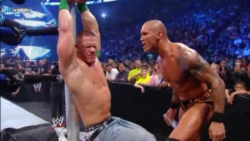 Randy Orton vs John Cena Breaking Point 2009 I Quit Match part 3 of 4John Cena handcuffed, manhandle