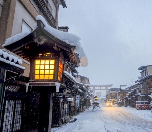 Another lantern glows on the streets of Takayama. Read more about traveling to the Japanese Alps on 