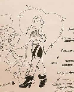 ok-ko:  Enid’s style in her “Legends of Mr. Gar” flashback was inspired by this doodle done by @rebeccasugar during OK KO!’s development!  The final design was done by @juliasrednicki!