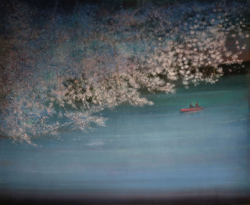 Thomas Lamb (British, b. 1978, Lincolnshire, England) - 1: Blossom Over the River  2: Irises Early E