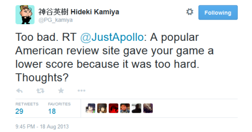 hideki kamiya is the best person on twitter and you cannot say otherwise