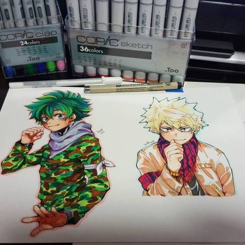 Fan arts del 2017-2018 #myheroacademia #bokunoheroacademia #midoriyaizuku #bakugoukatsuki #copicmark