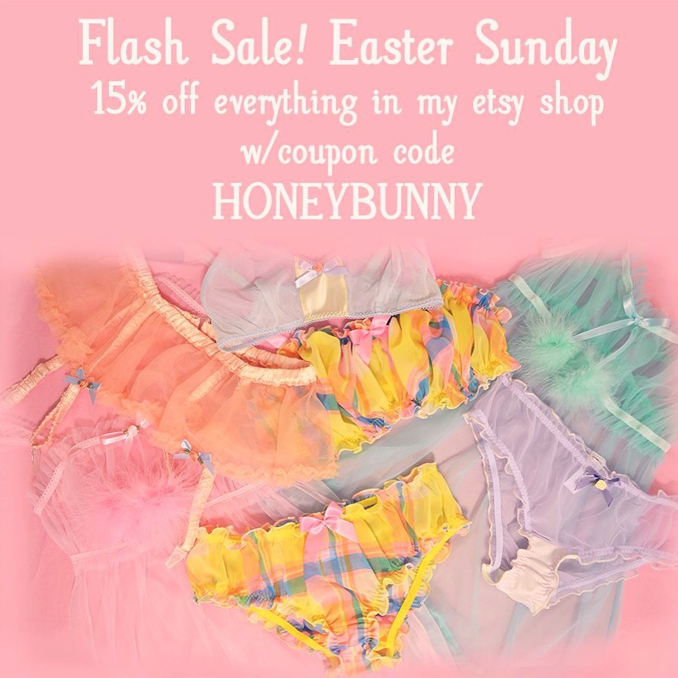 sugarlacelingerie:  Tomorrow! One day sale! Everything in my etsy shop will be 15%
