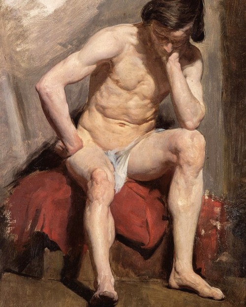 antonio-m:  “A Life Study of a Seated Nude Male Model” by William McTaggart, British (1835-1910).