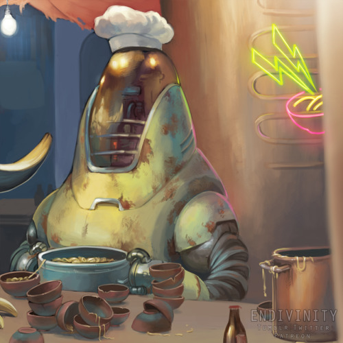 endivinity:Don’t forget to stop by Power Noodles! better hurry, because they might all be gone by the time you get there - someone’s mighty hungry! An idea I’ve wanted to illustrate ever since I started playing Fallout4 and drawing deathclaws.