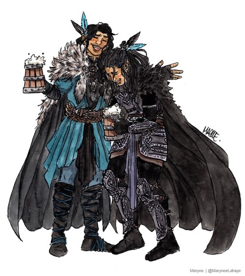 toodrunktofindaurl:i miss them so much [image description: a drawing of Vex and Vax standing togethe