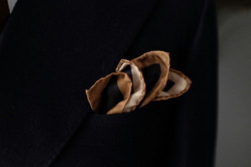 Pocket square: Viola Milano Suit: H. Lesser &amp; Sons Lumbs Golden Bale 11oz flannel, by WW Chan a