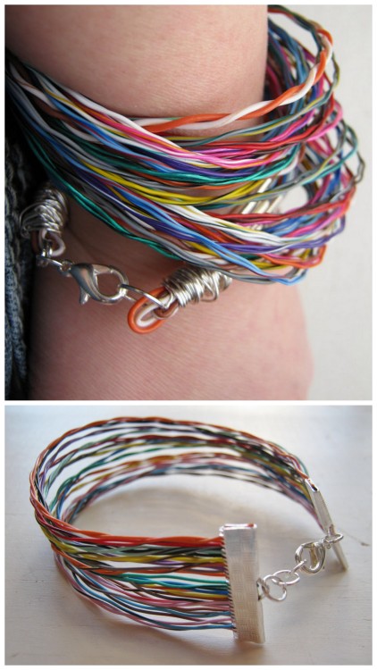 Printer Cable Bracelets from the Etsy store of TheLittlestBigSpoon. First seen at MAKE by Andrew Sal