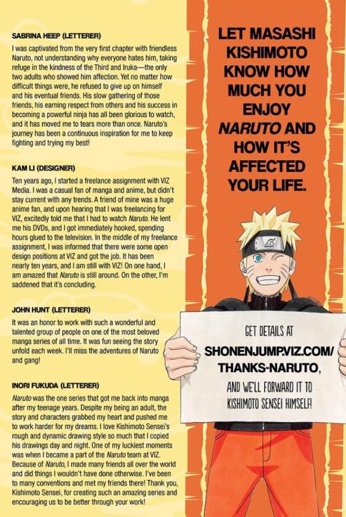 naruto:  hoodieonline:  Viz Thank You to Kishimoto  Thank You Kishi for bringing me to life!