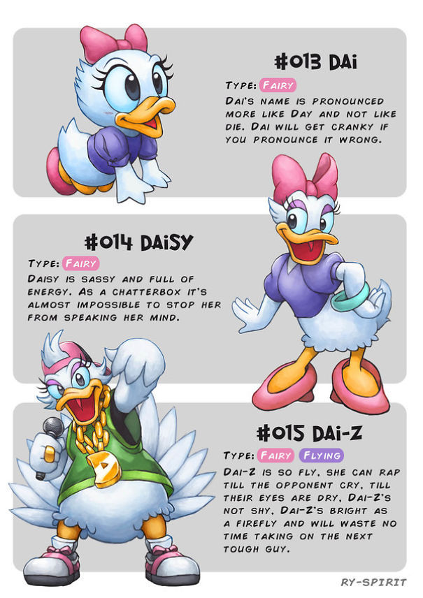 identity-of-design:  Pokemon style evolution of Disney characters by Ry Spirit 