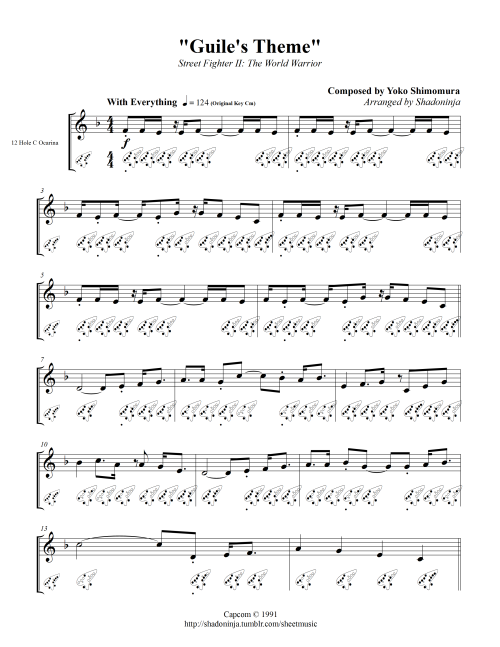 Street Fighter II - Guile's Theme Sheet music for Piano