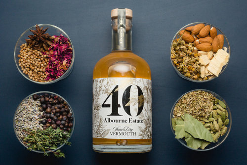 Elegant design for a vermouth crafted from 40 botanicals by Studio Parr