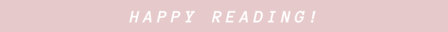 a pastel pink banner that says in a slanted white font: HAPPY READING!