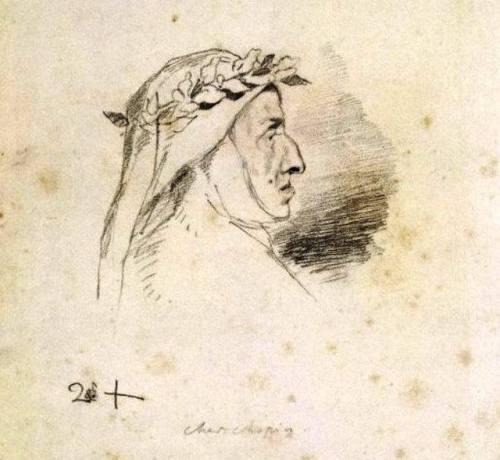fryderykdelicateflower:Portrait of Chopin as Dante, made by his friend, the painter Eugène Delacroix