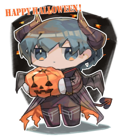 HAPPY HALLOWEEN !I drew male Byleth dressed as a devil appeared in FEH.