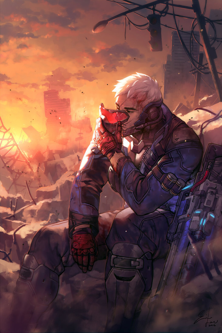 overwatchcommunity:  Day 17 of 21 Days of Overwatch is Soldier: 76 by einlee   