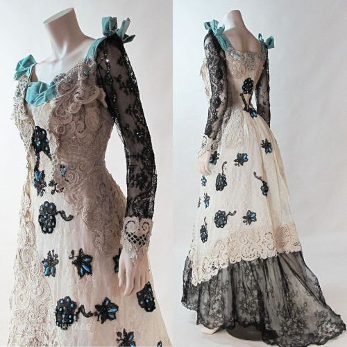 fripperiesandfobs: Evening dress ca. 1900 From Marzilli Vintage