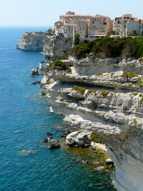 Cliffside houses of Bonifacio in Corsica, France (by cyann90).