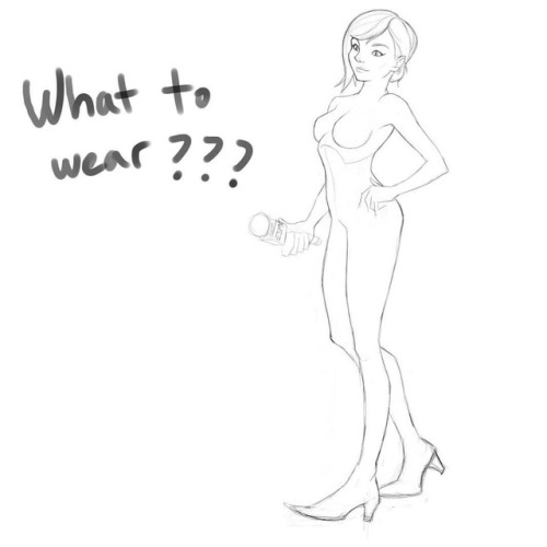 Ok. So I have a pose down. Now I’m trying to figure out what she’s wearing. She’s 