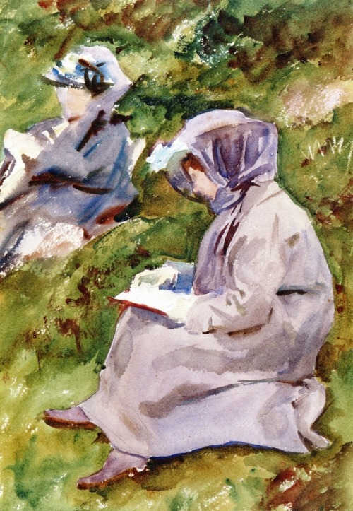 Two Ladies Reading (also known as On the Simplon) (c.1910-1911). John Singer Sargent (American, 1856