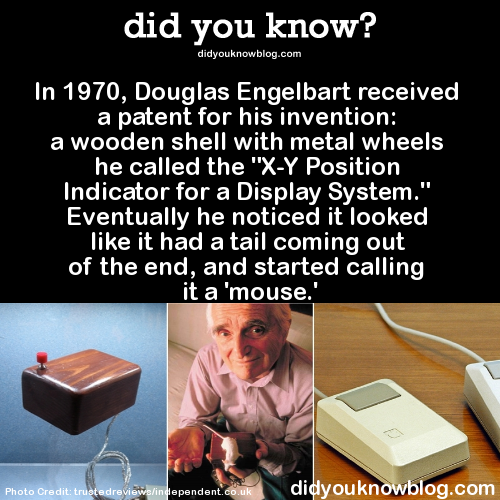 did-you-kno:  In 1970, Douglas Engelbart received a patent for his invention: a wooden