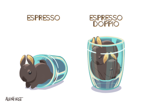 aronjshay:alienfirst:All of the coffee bunnies! Posting them all together as I’ll have them availabl