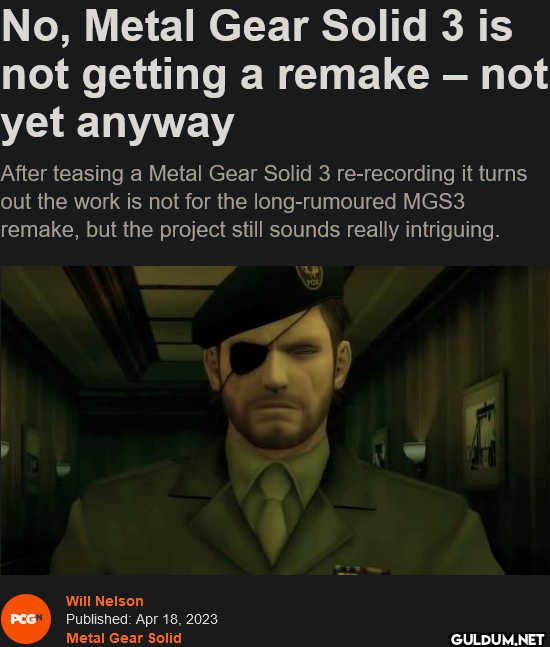 No, Metal Gear Solid 3 is...