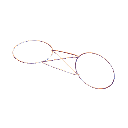 These three loops cannot be taken apart, but if you remove any one of them the other two will be disconnected. When any two loops are pulled apart, it’s clear that the other loop is the only thing keeping them together. These are called Borromean...