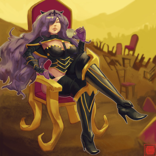 Third and final fanart piece for Fire Emblem. Here’s Camilla from Fire Emblem Fates sitting on