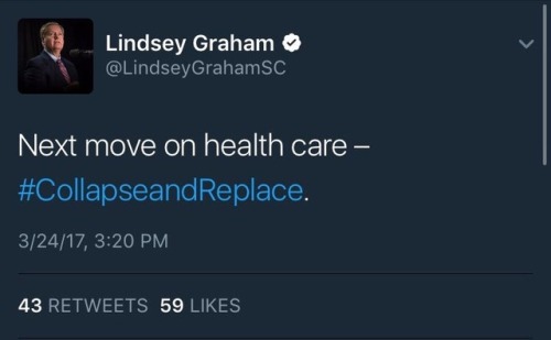 blackthorn-and-iron: bugcthulhu:  truthdogg:  Here’s what’s next for the Affordable Care Act.   Trump and Graham both showed us their cards today, and clearly conveyed that ACA destruction now moves from Paul Ryan to Tom Price.  If the bill is dead,