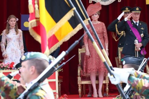 Belgian royal household during the 21st of july military parade