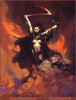 artsytoad:  Frank Frazetta, Woman with Scythe 