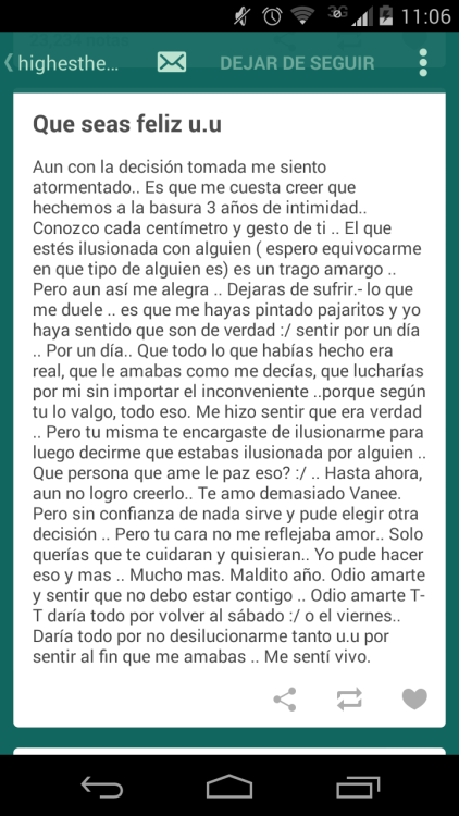 Que no sean solo palabras u.u son mi ilusiones.. Mis sentimientos.. Es el unico amor que conocí u.u