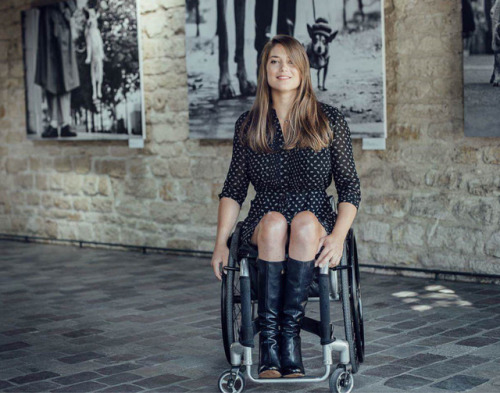 Beautiful paraplegic women with boots on.