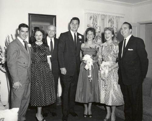 theretrouniverse:Rock Hudson’s wedding with Phyllis Gates, 1955