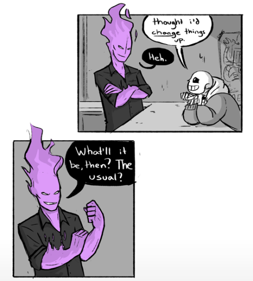 withtheworms:  << beginning | < part 4 Burnt Condiments [UF Grillby / UT Sans / UF Sans] famous last words there, Sans. haha more of this ot3 edgy crossover sansby nonsense.  eyyy lmao. 